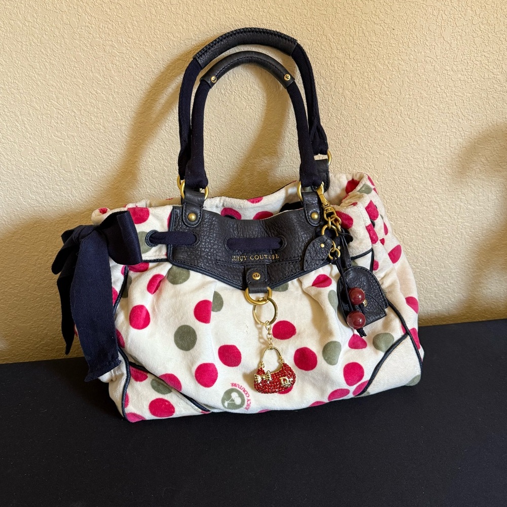 Y2k Juicy Couture Velour Polka Dot Daydreamer Bag